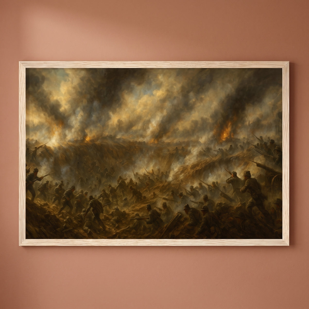 Battle of the Crater framed print on a plain wall