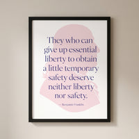 Benjamin Franklin — Neither Liberty nor Safety framed print on a plain wall