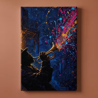 Bourbon Street Blues canvas print on a warm clay wall