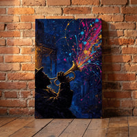 Bourbon Street Blues canvas print leaning against a brick wall