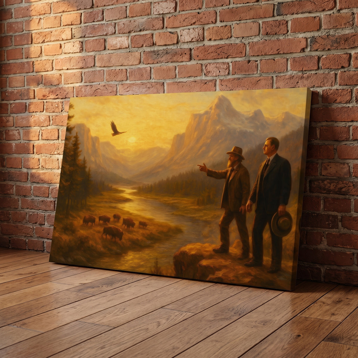 Bright Horizon canvas print leaning against a wall