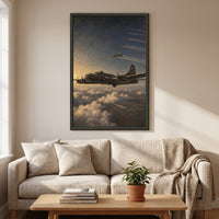 By Air framed print hanging in a home interior