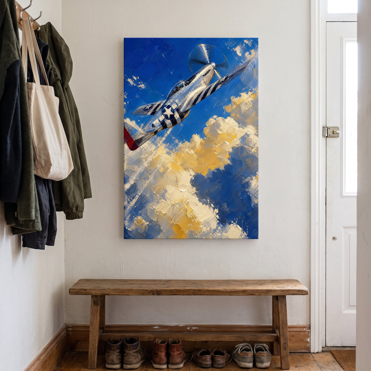 Cadillac of the Sky canvas print hanging in a home interior