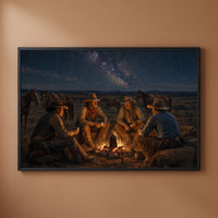 Campfire on the Range framed print on a plain wall