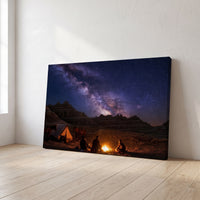 Campfire Stars canvas print leaning against a wall