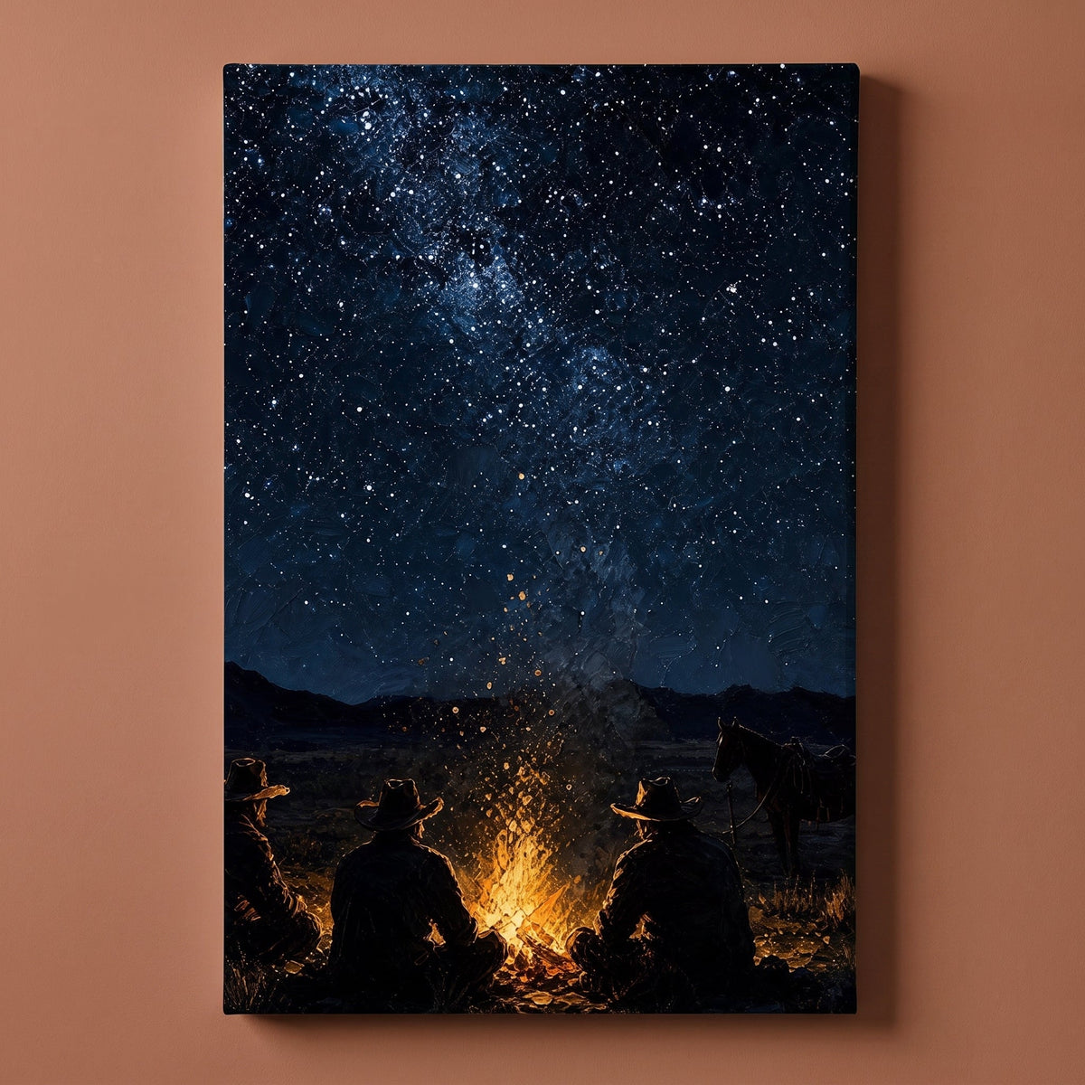Campfire Stories shown on its own — third gallery-wrapped canvas in The Life of a Cowboy set
