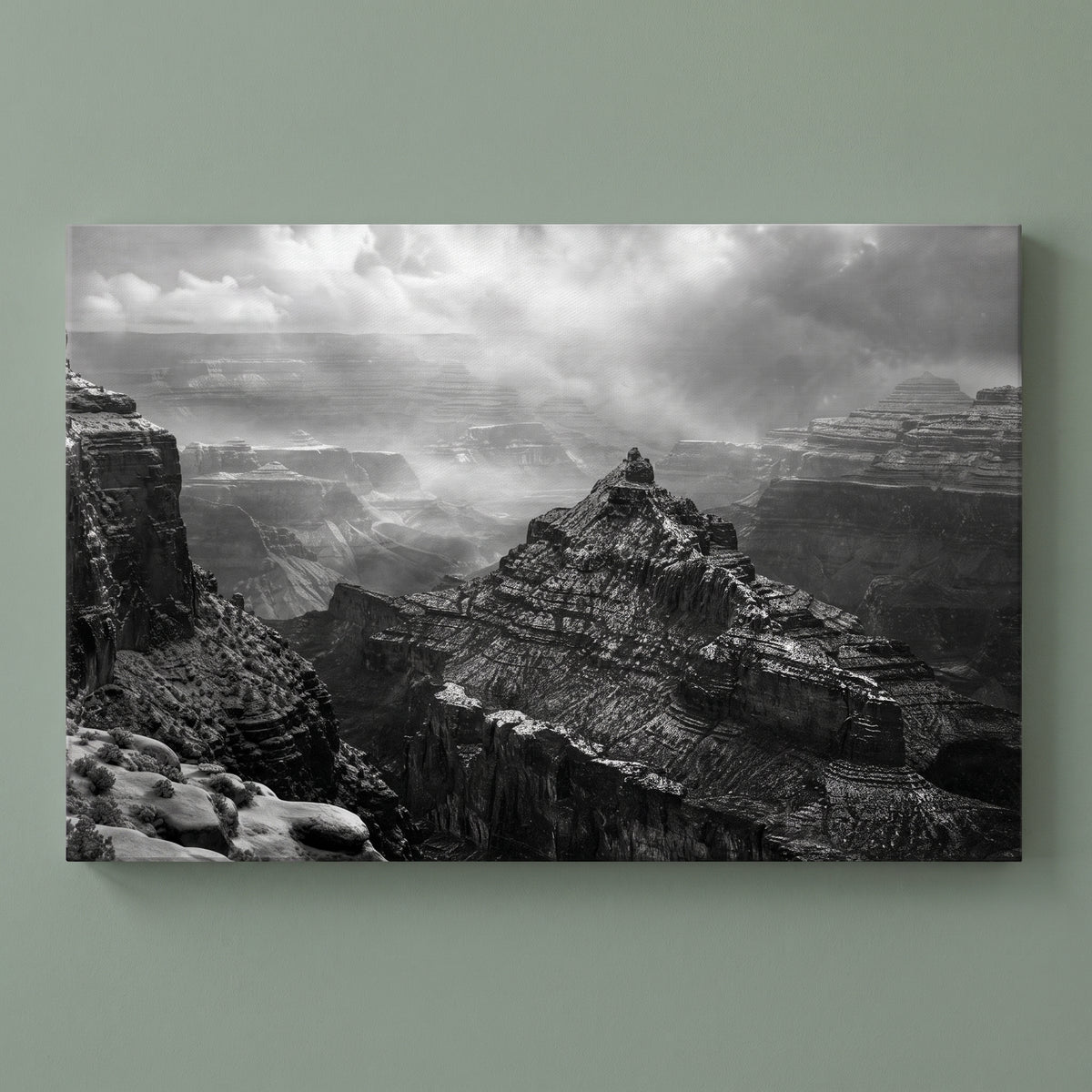 Canyon in Winter gallery-wrapped canvas print on a plain wall