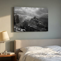 Canyon in Winter canvas print hanging in a home interior