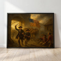 Capture of Fort Ticonderoga framed print leaning against a wall