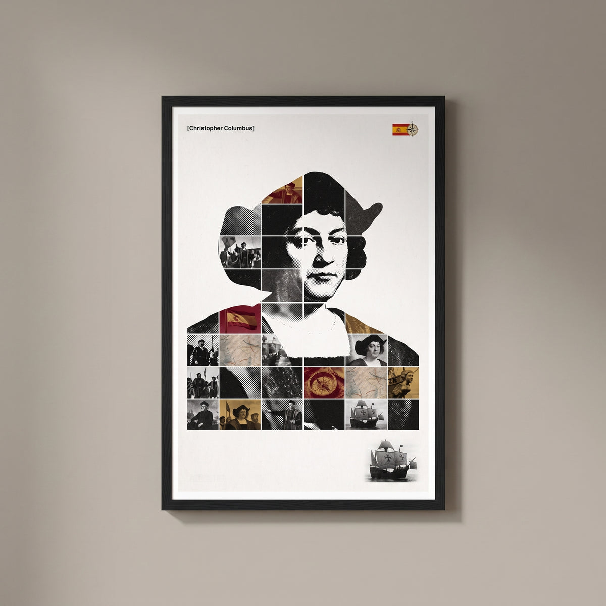 Christopher Columbus — The First Voyage framed print on a plain wall
