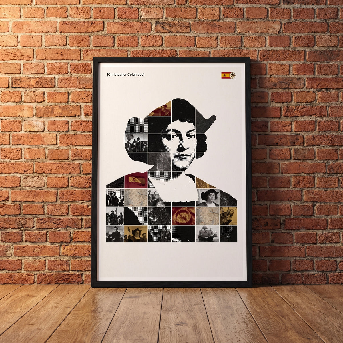 Christopher Columbus — The First Voyage framed print leaning against a wall