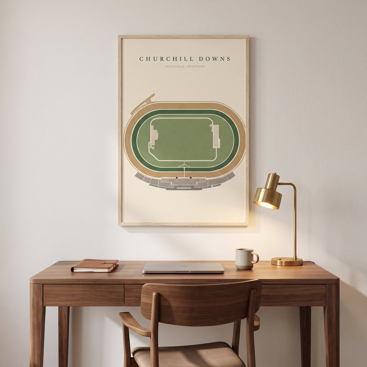 Churchill Downs framed print hanging in a home interior