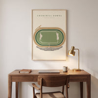 Churchill Downs framed print hanging in a home interior