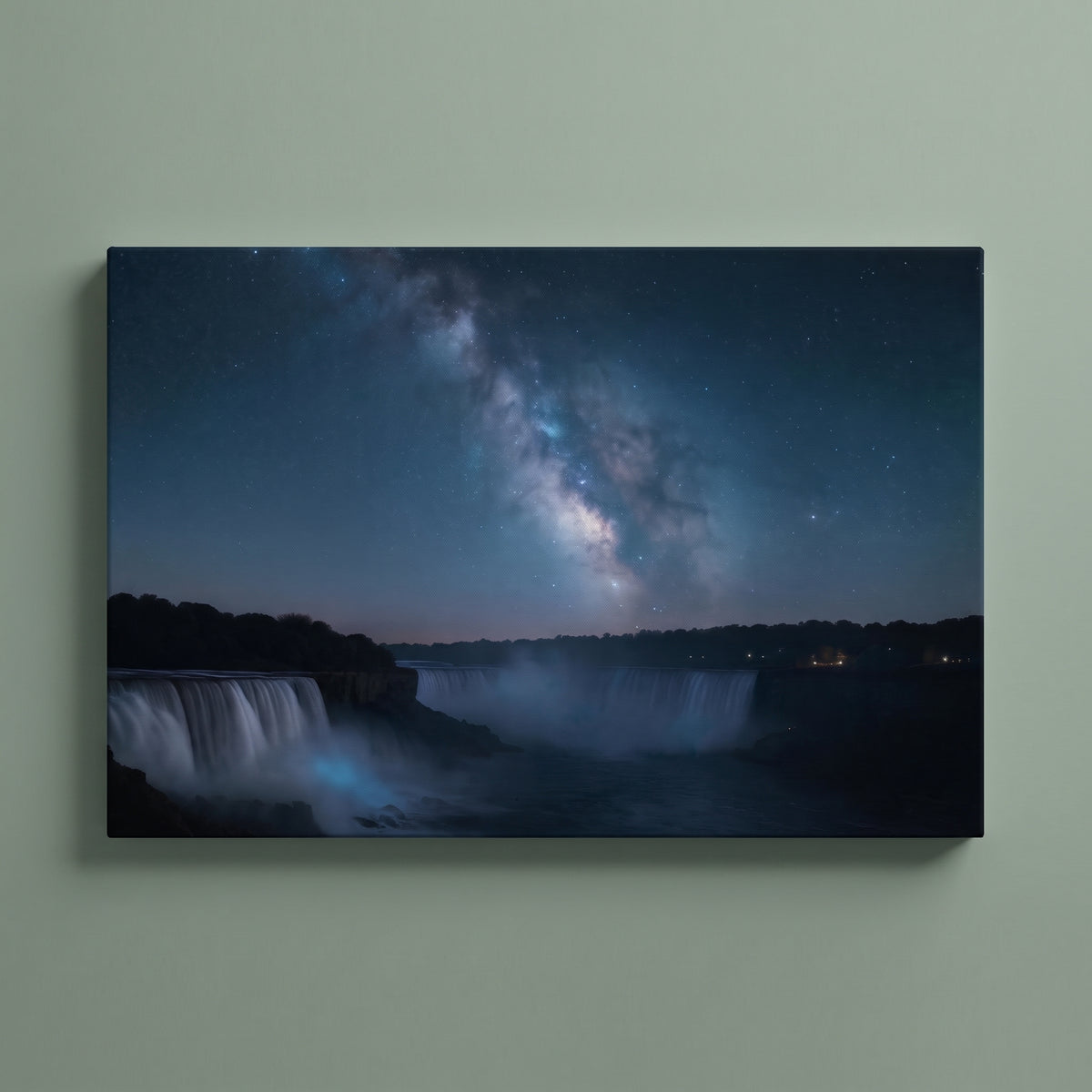 Clear Sky over Niagara gallery-wrapped canvas print on a plain wall