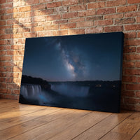 Clear Sky over Niagara canvas print leaning against a wall