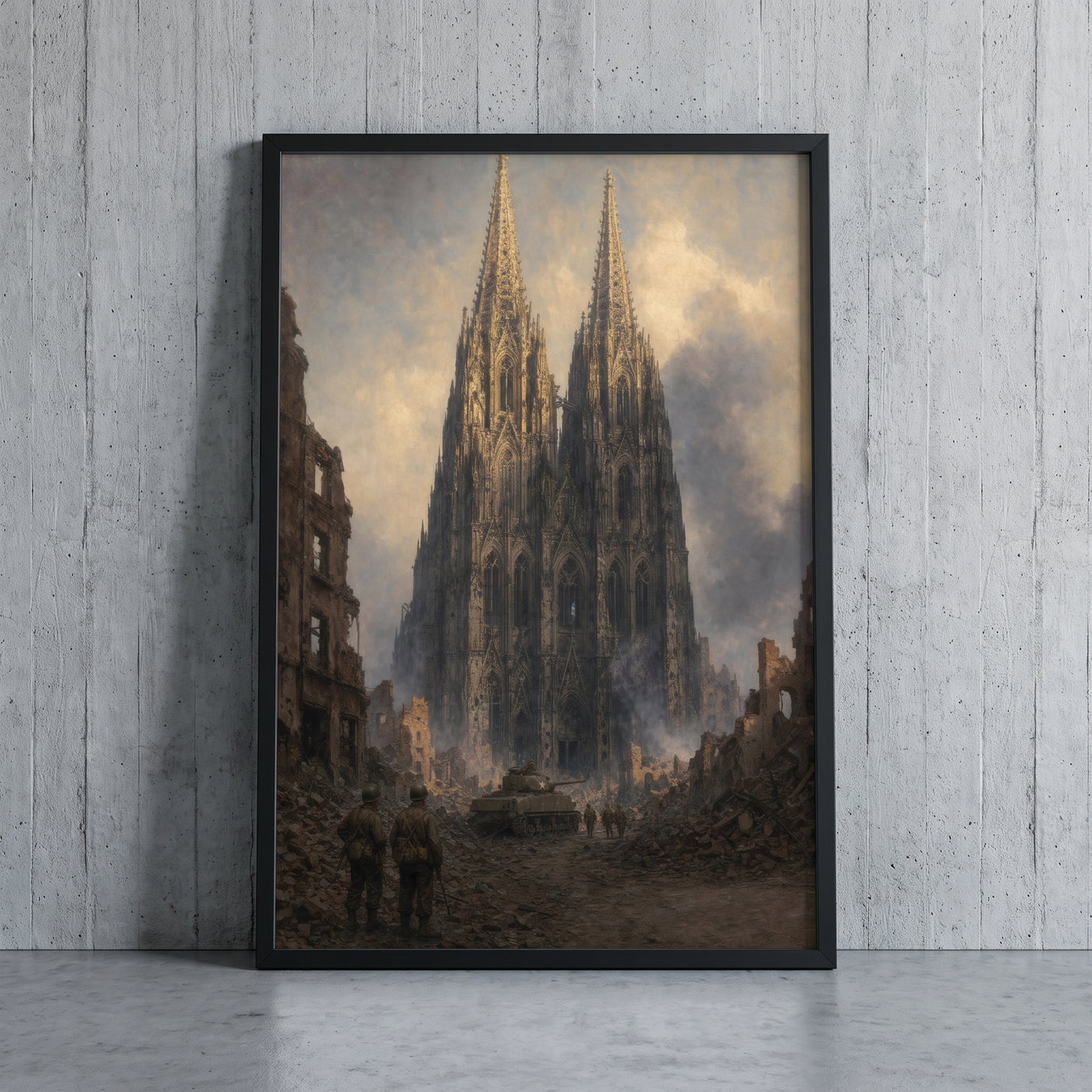 Cologne, March 1945 framed print leaning against a wall