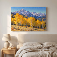 Colorado Aspen Gold canvas print hanging in a home interior