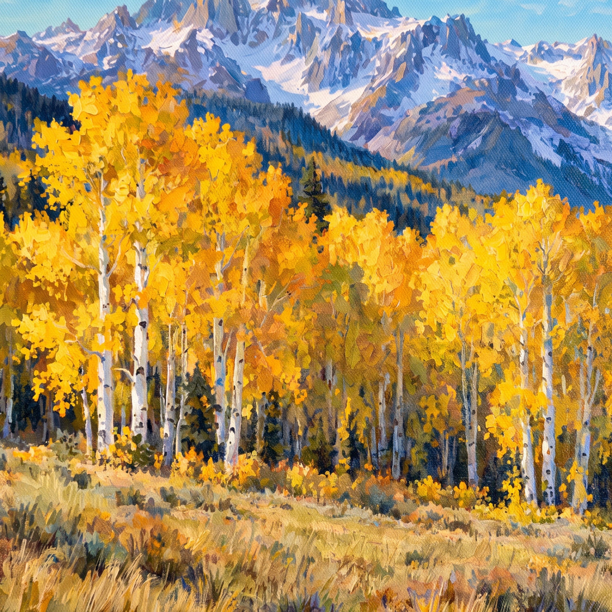 Colorado Aspen Gold — close-up of the canvas weave and print detail