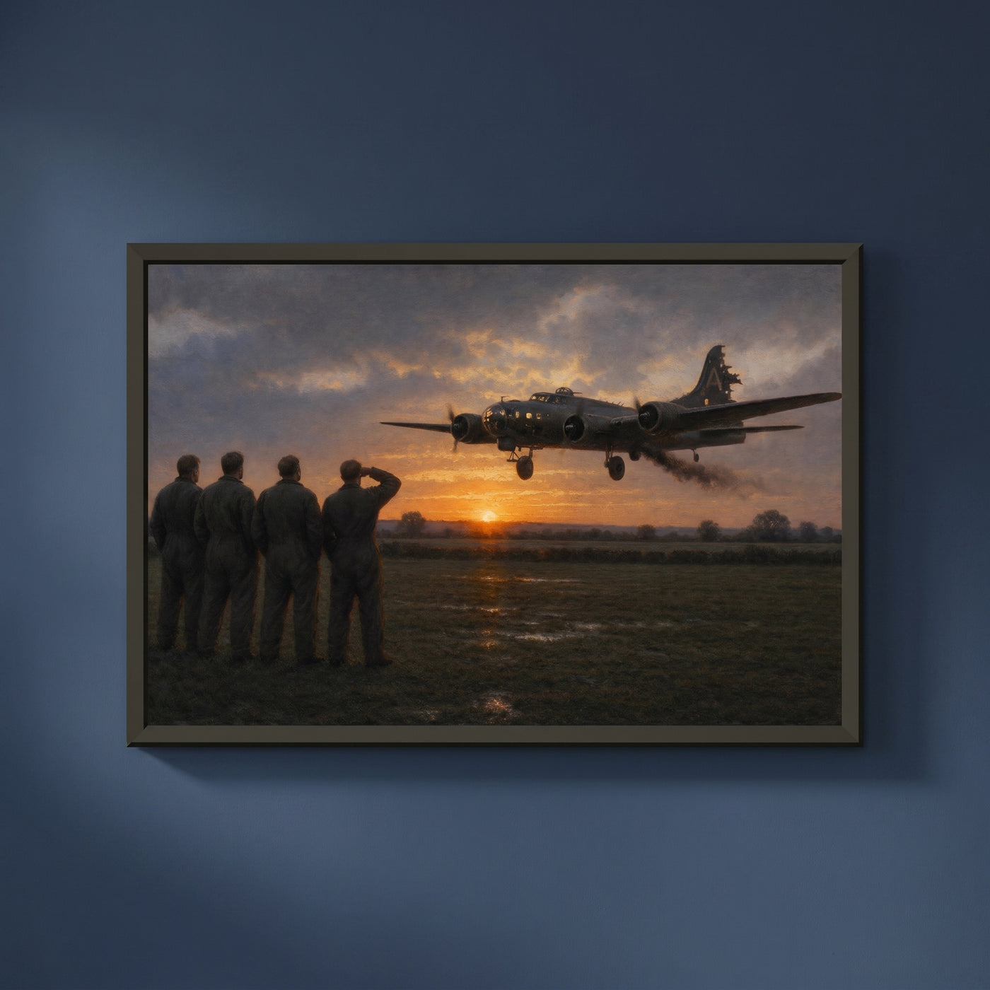 Coming Home Damaged framed print on a plain wall