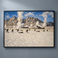 Crossing the Coral, Peleliu framed print on a plain wall
