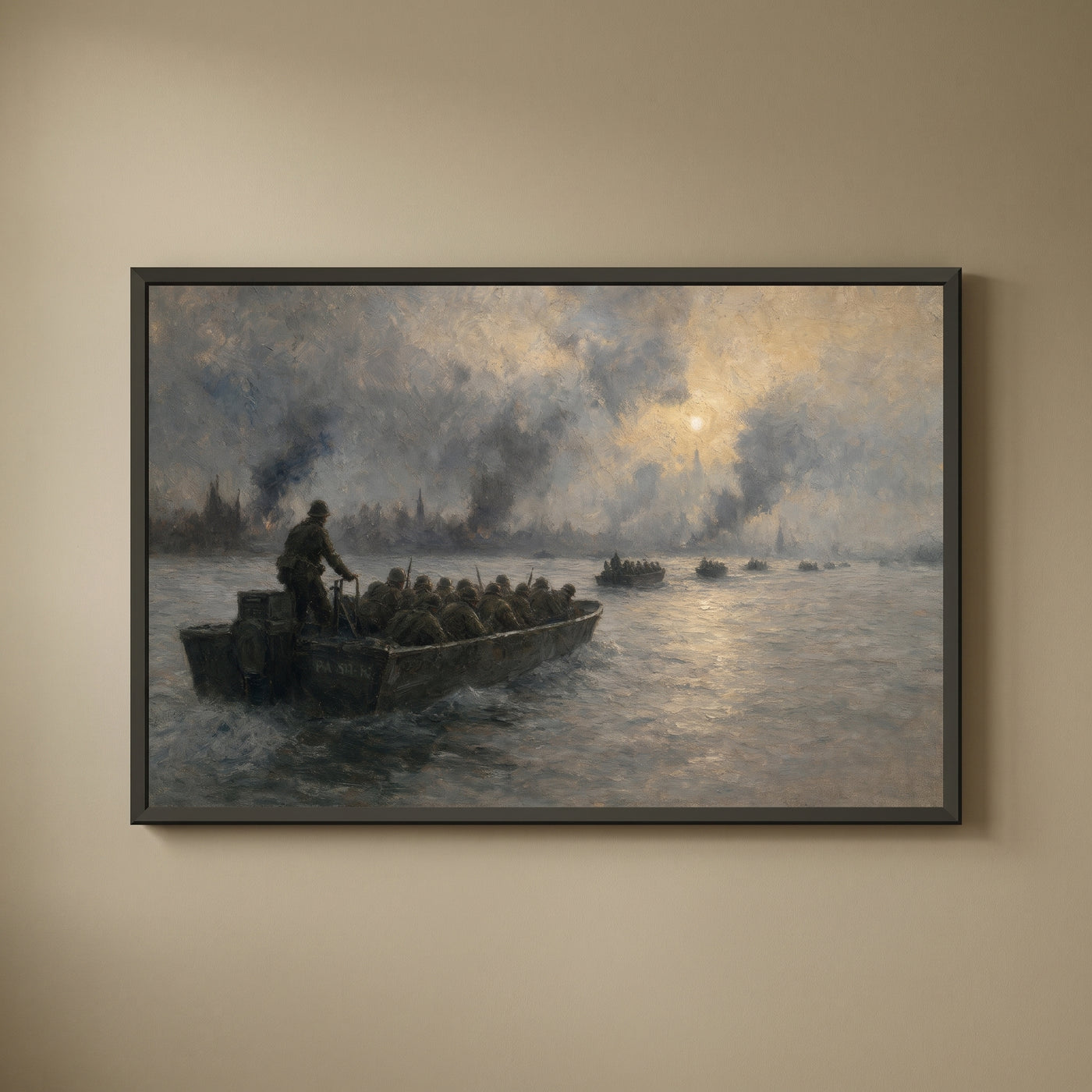 Crossing the Rhine framed print on a plain wall