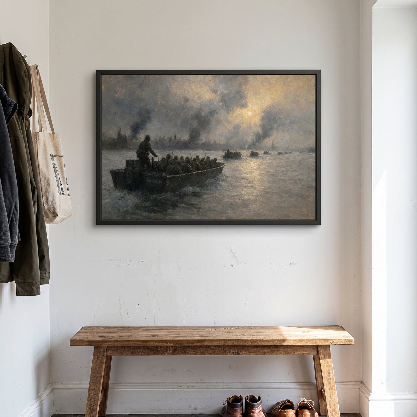 Crossing the Rhine framed print hanging in a home interior