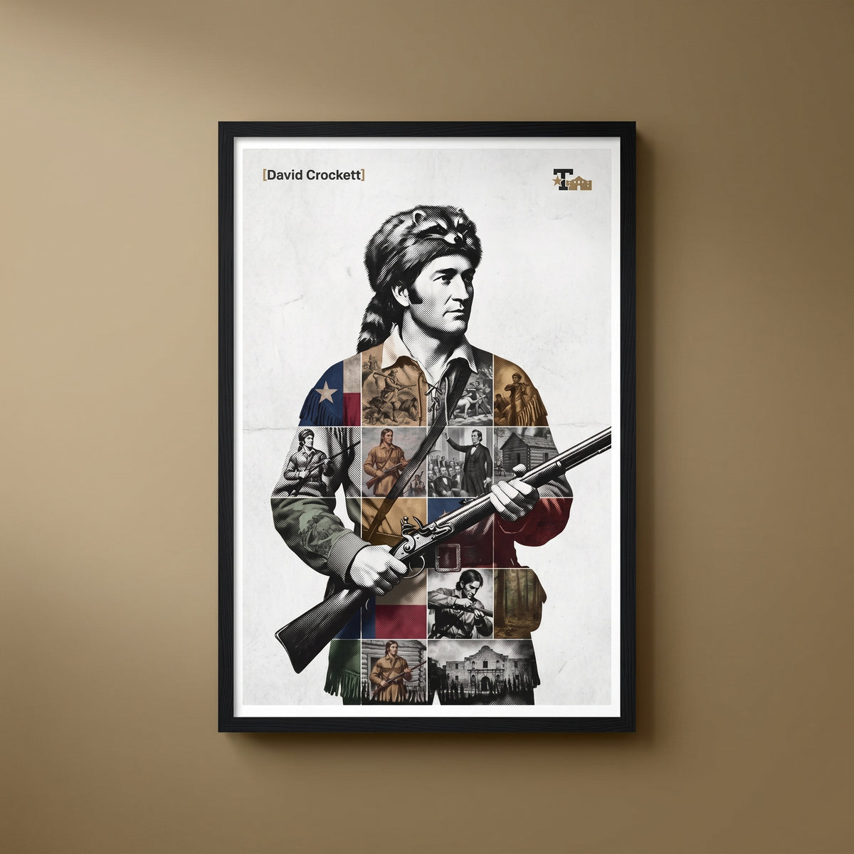 David Crockett — King of the Wild Frontier framed print on a plain wall