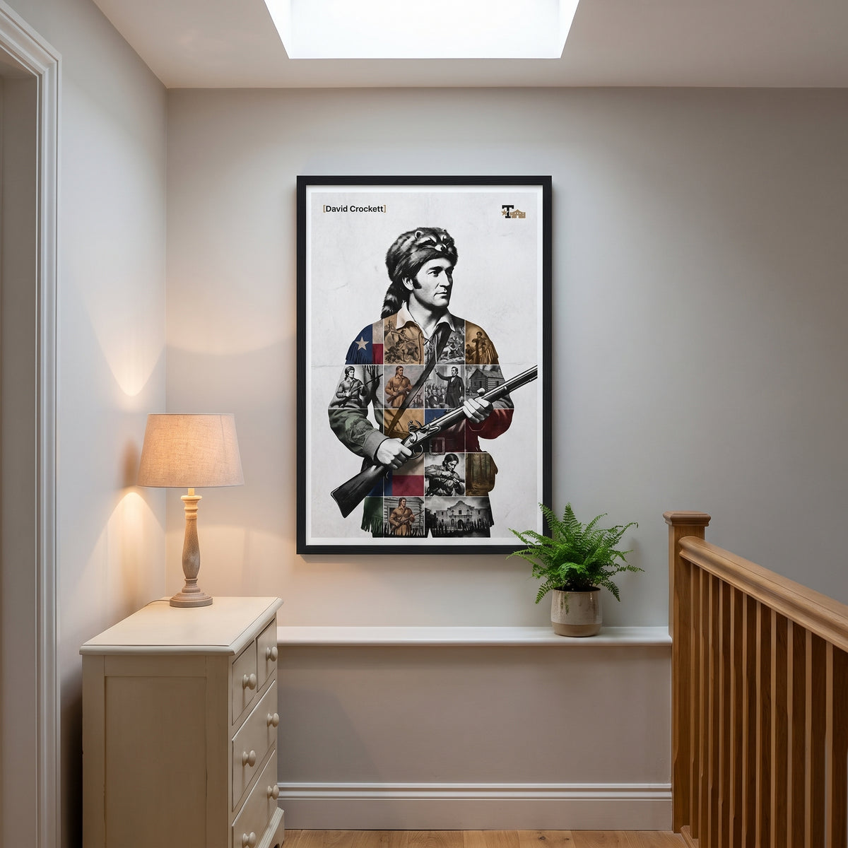 David Crockett — King of the Wild Frontier framed print hanging in a home interior