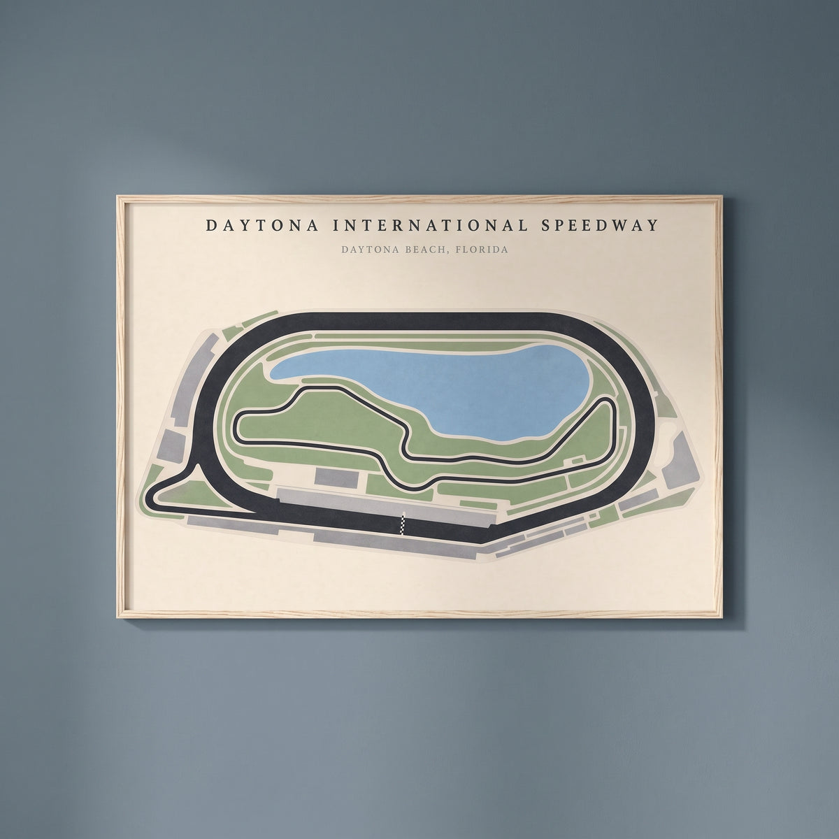 Daytona International Speedway framed print on a plain wall