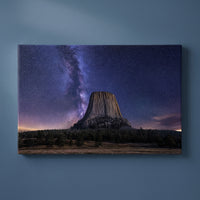 Devil's Tower Night gallery-wrapped canvas print on a plain wall
