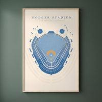 Dodger Stadium framed print on a plain wall
