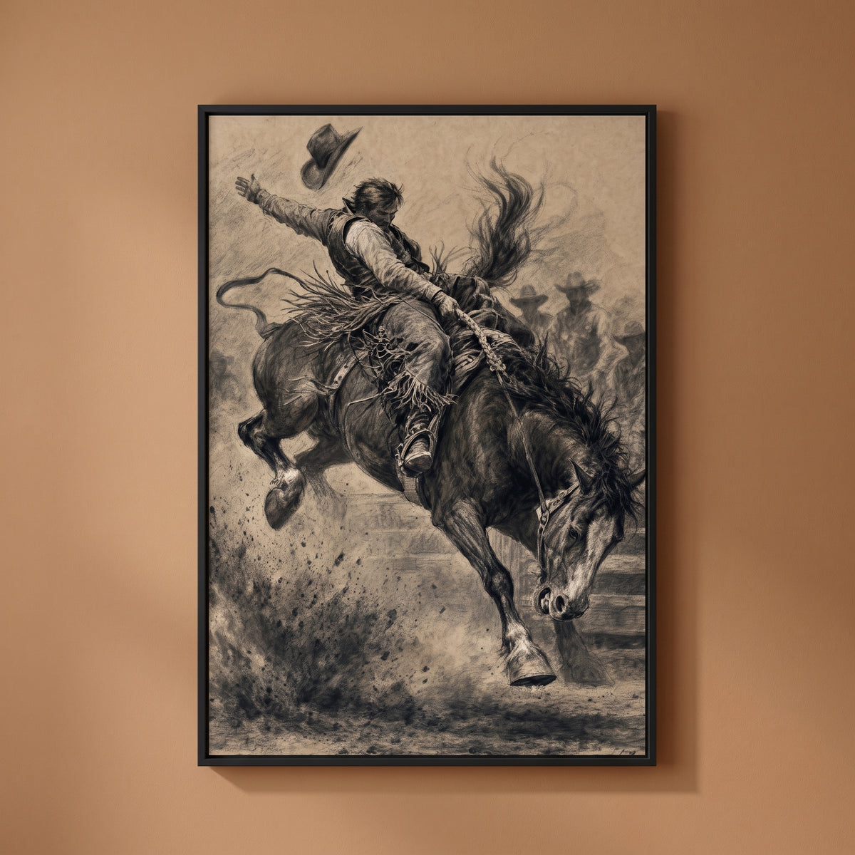Dynamic Rodeo framed print on a plain wall