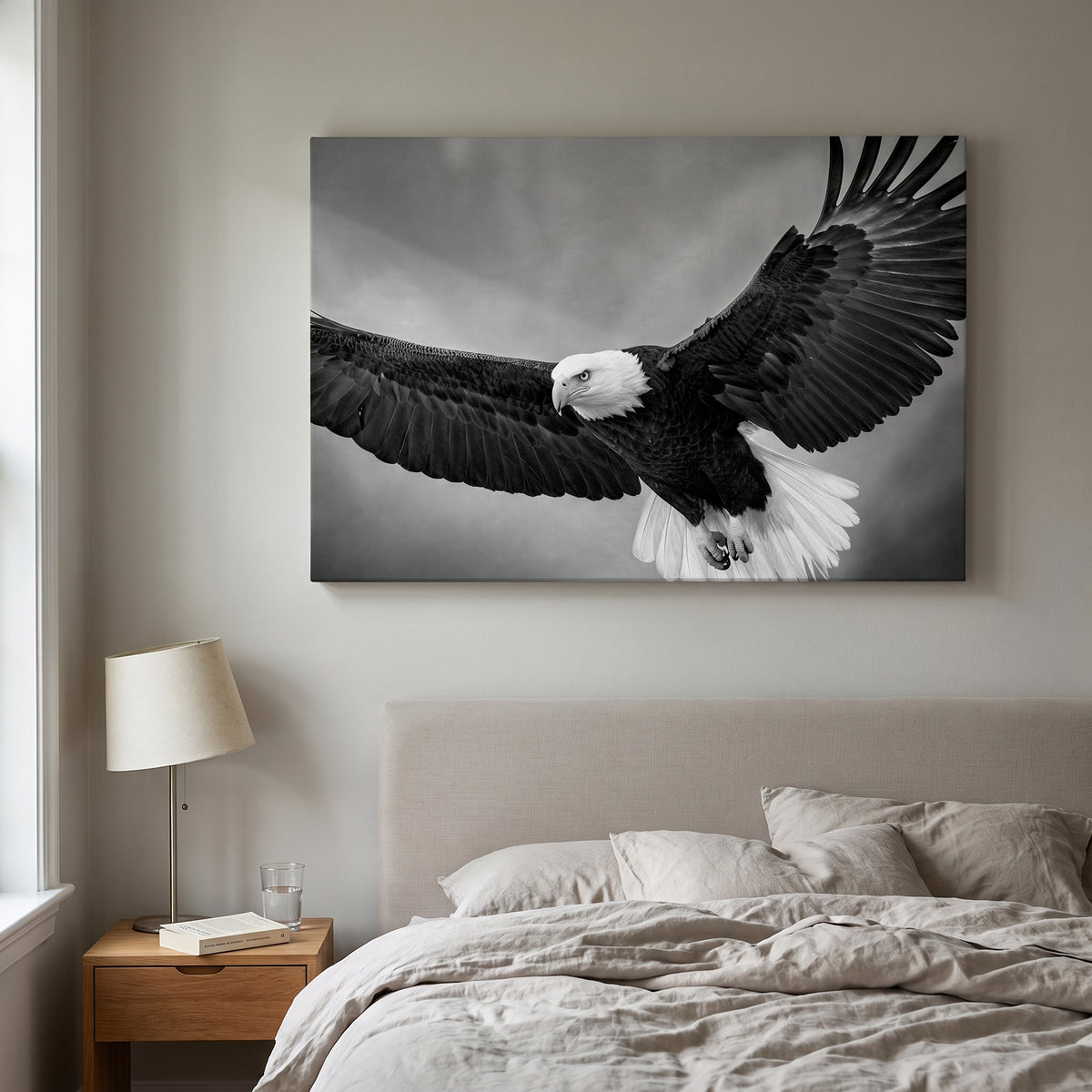 Eagle Ascending canvas print hanging in a home interior