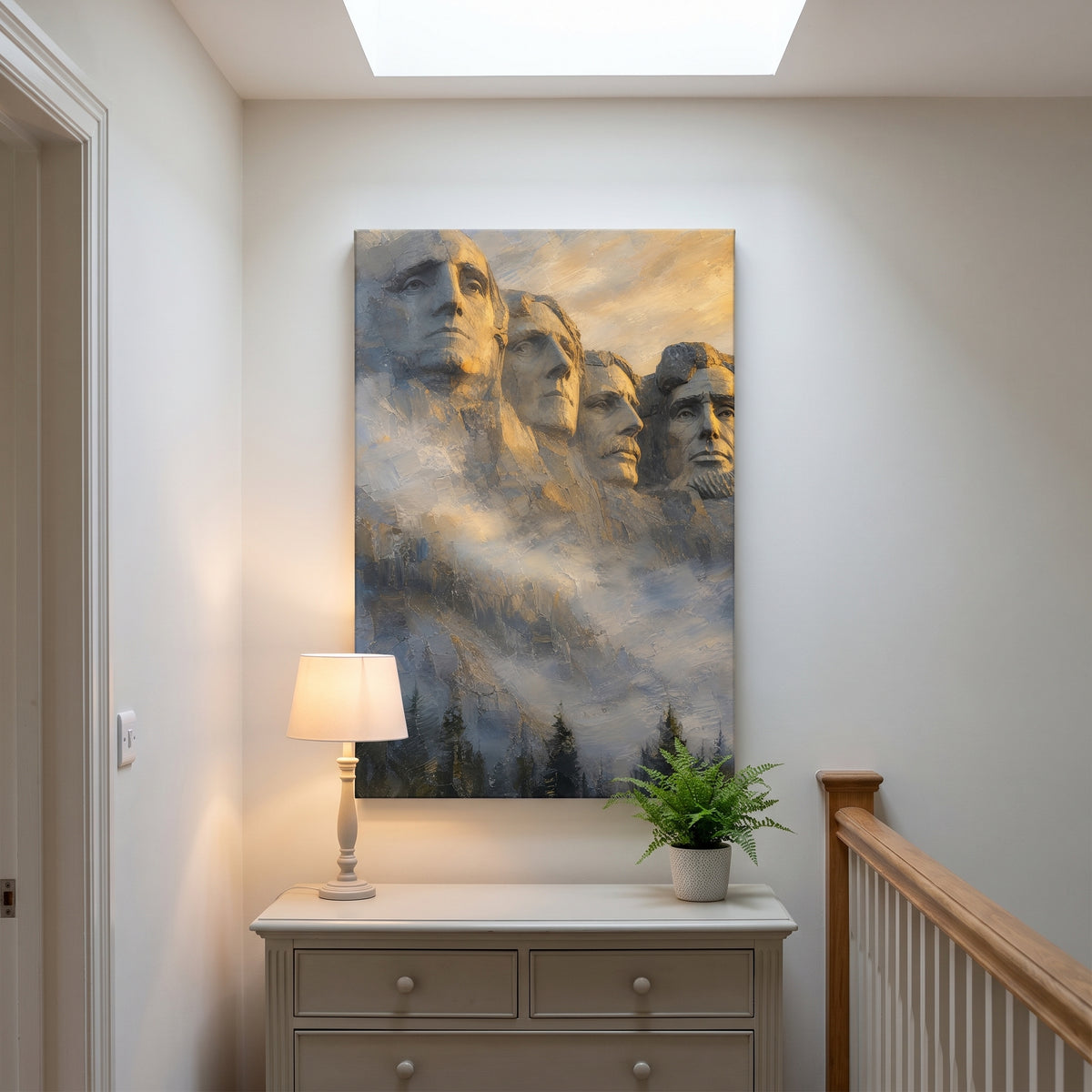 Faces of the Nation canvas print on a landing
