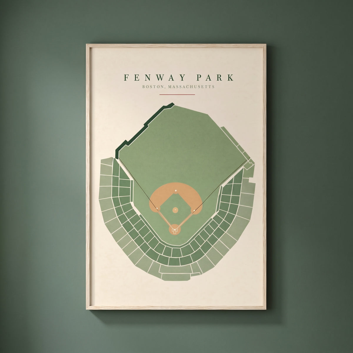 Fenway Park framed print on a plain wall