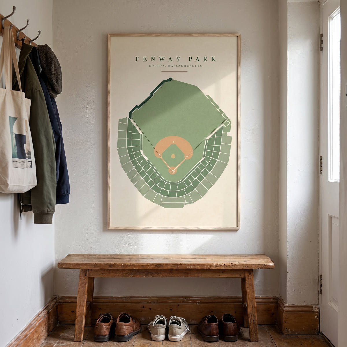 Fenway Park framed print hanging in a home interior