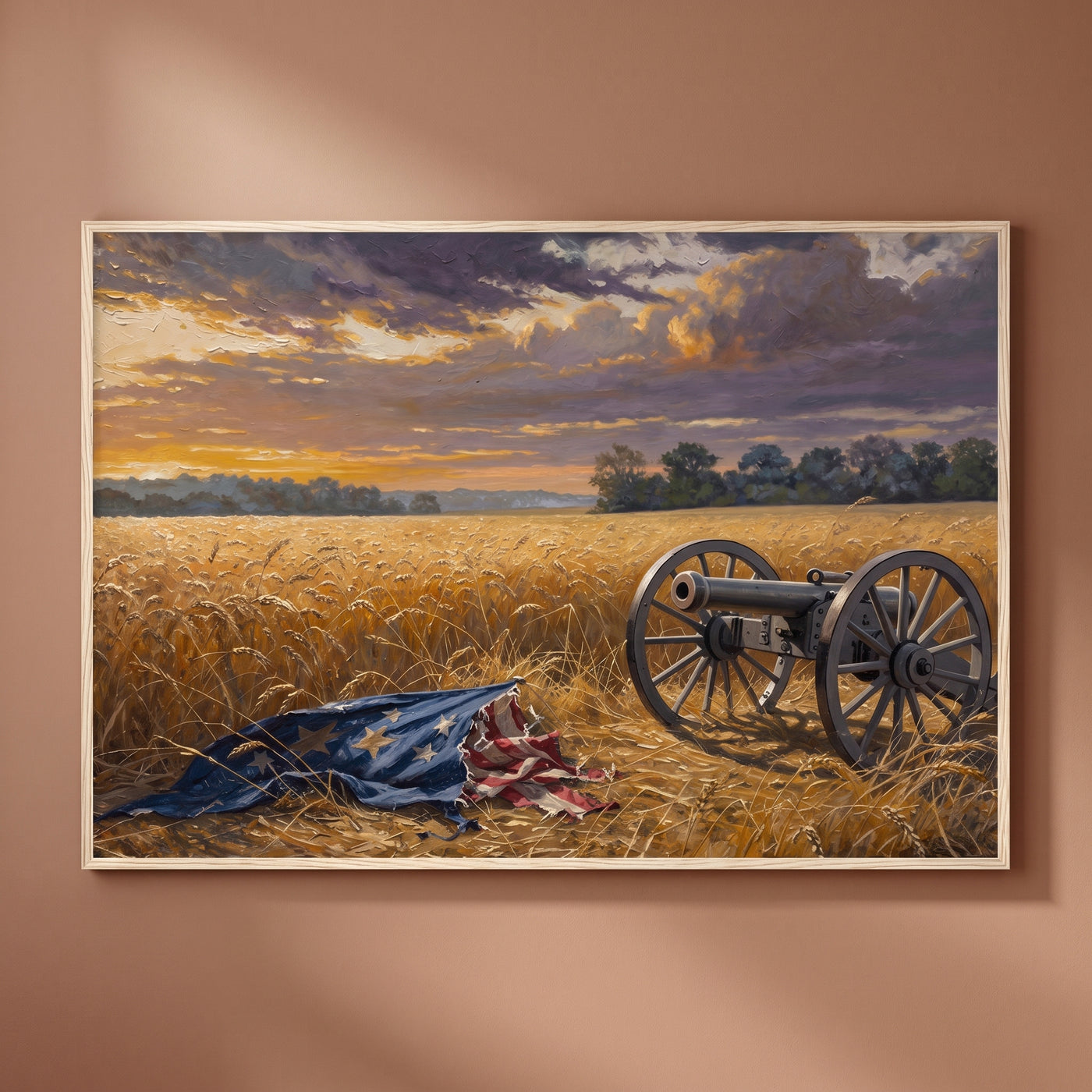 Field of Valor framed print on a plain wall