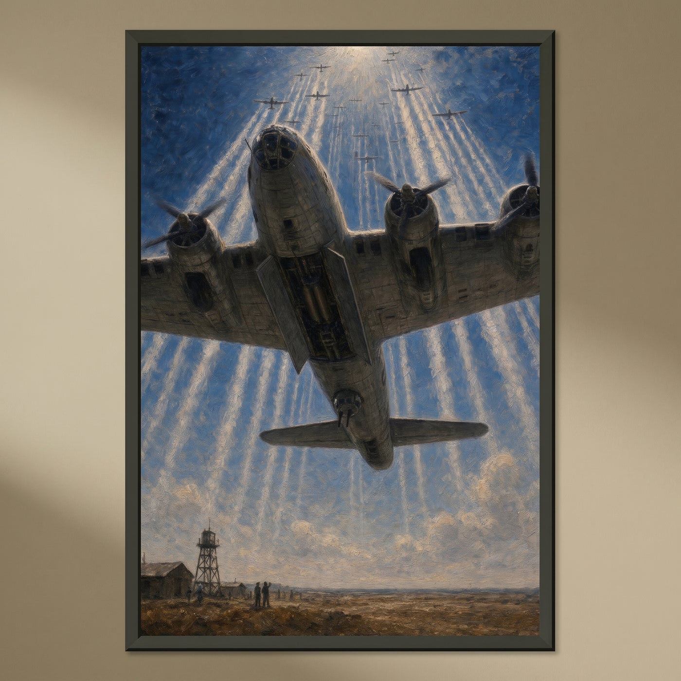 Fortress Overhead framed print on a plain wall