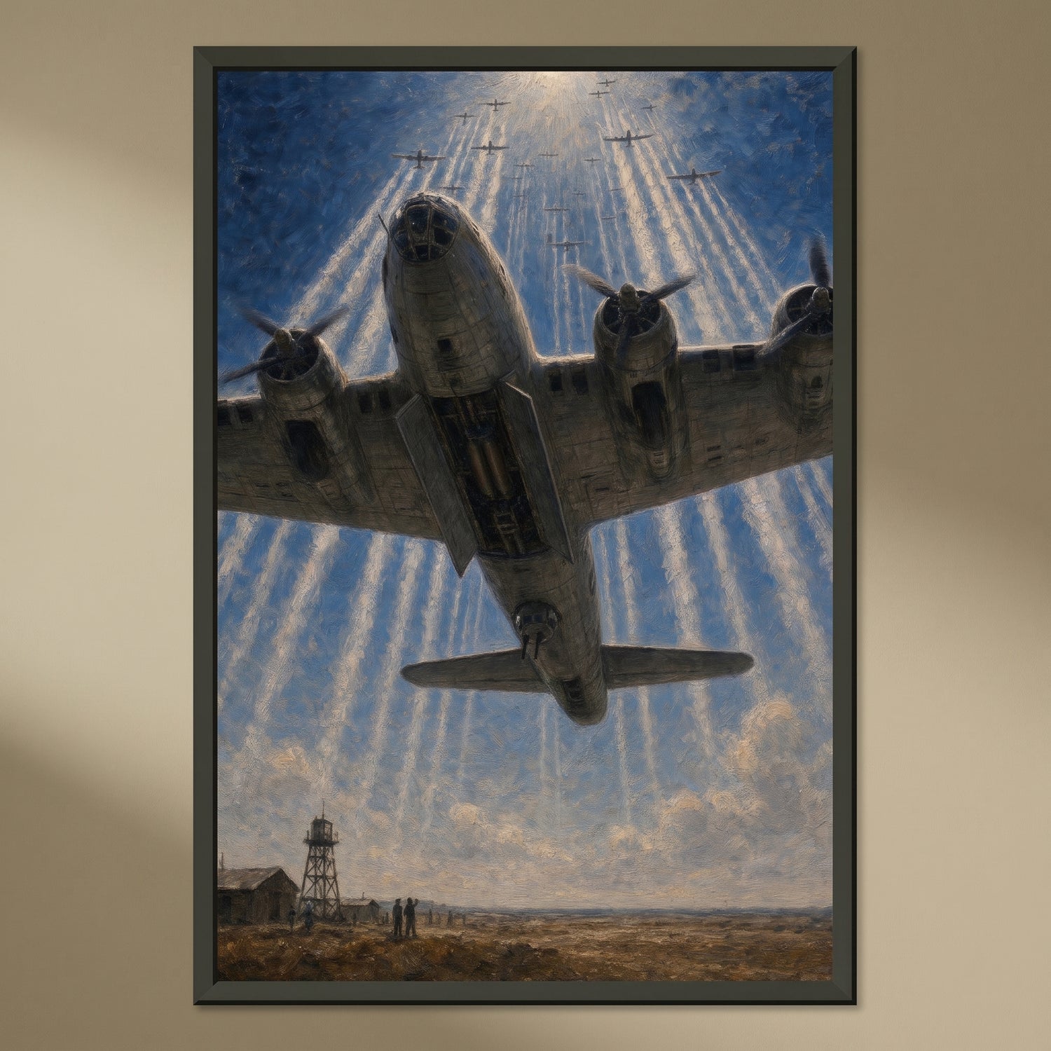 Fortress Overhead framed print on a plain wall