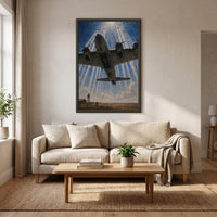 Fortress Overhead framed print hanging in a home interior