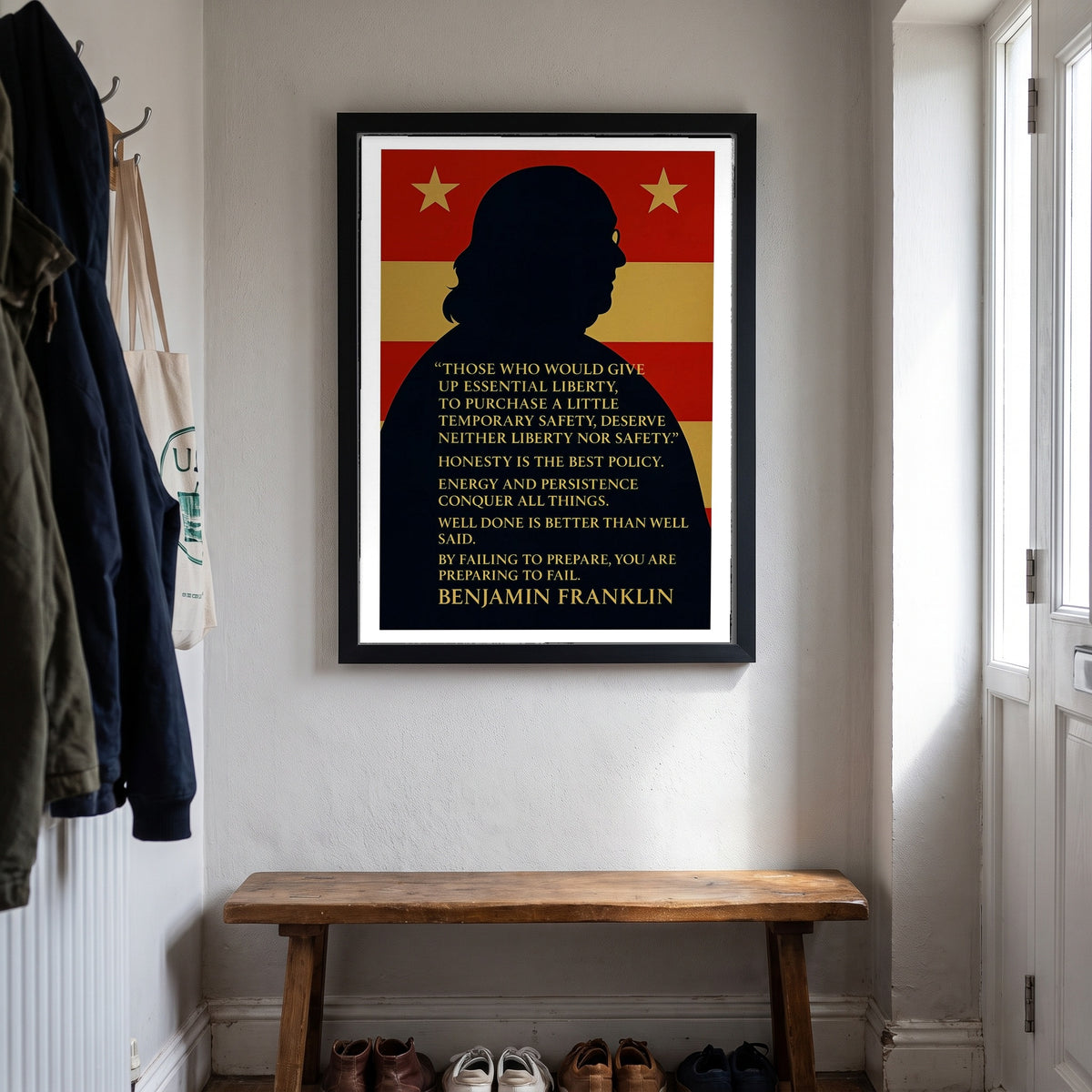 Franklin - American Genius framed print hanging in a home interior