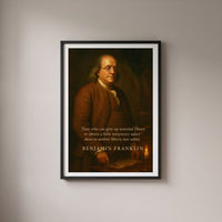 Franklin: Father of Invention, Voice of Liberty framed print on a plain wall