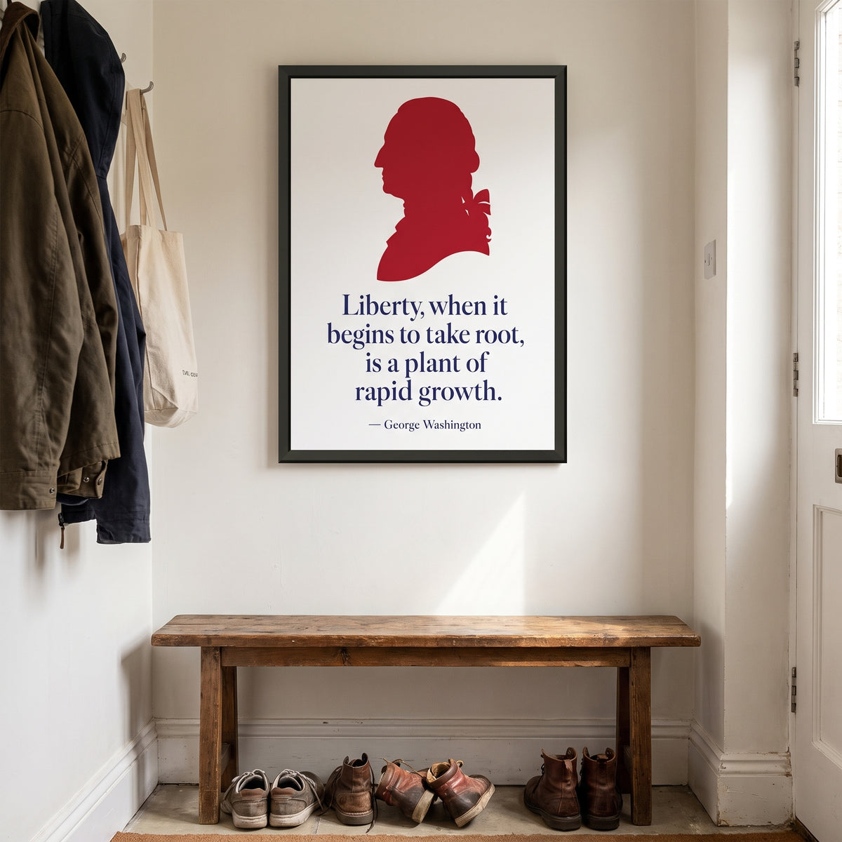George Washington — A Plant of Rapid Growth framed print hanging in a home interior