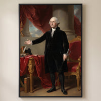 George Washington framed print on a plain wall