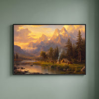 Golden Hour on the Range framed print on a plain wall