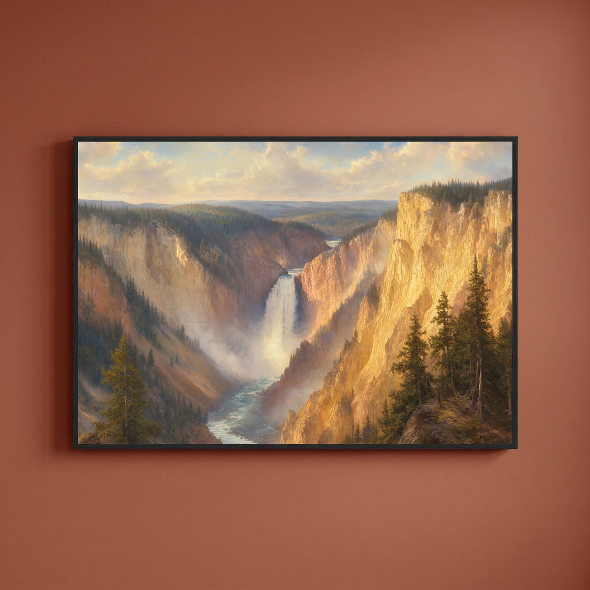 Grand Canyon of the Yellowstone framed print on a plain wall