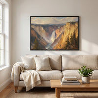 Grand Canyon of the Yellowstone framed print hanging in a home interior