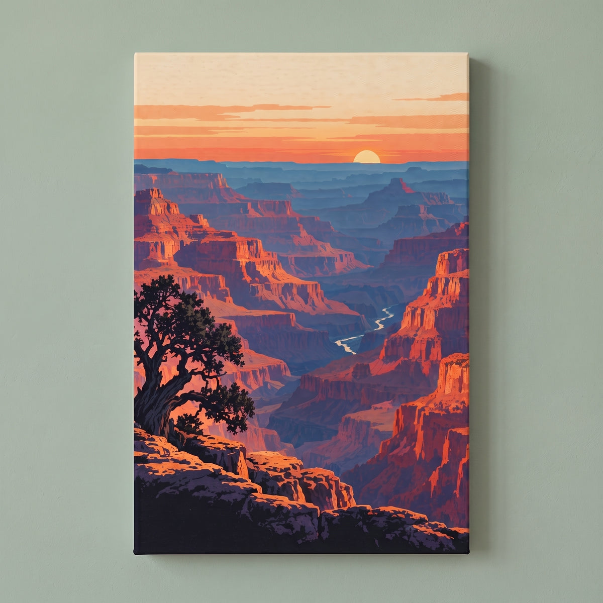Grand Canyon Sunset gallery-wrapped canvas print on a plain wall