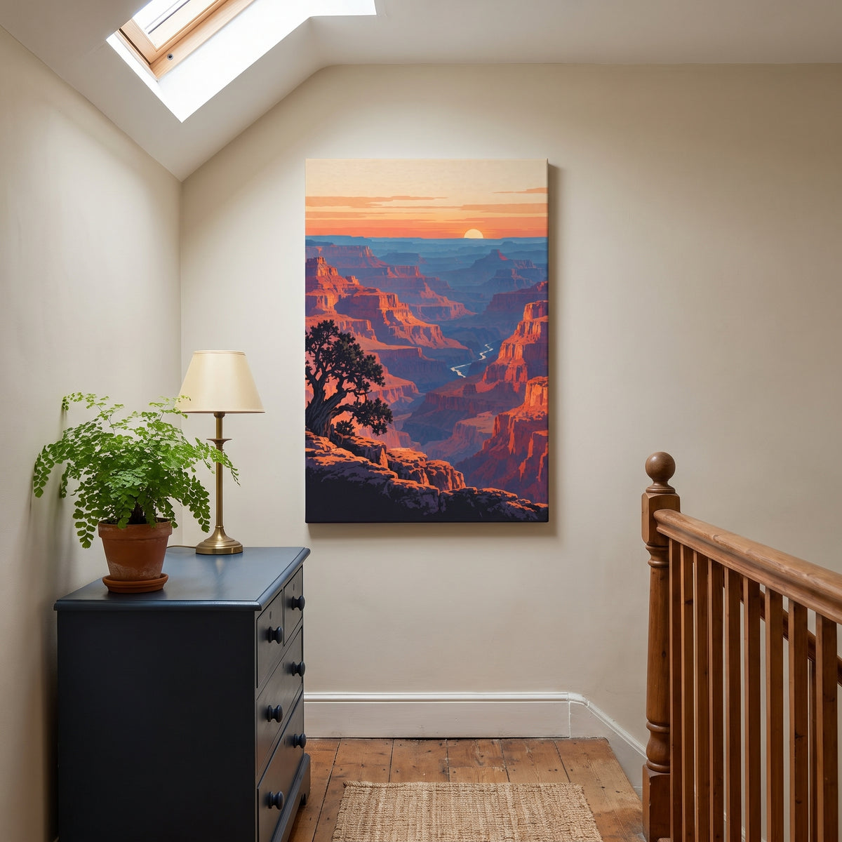 Grand Canyon Sunset canvas print hanging in a home interior