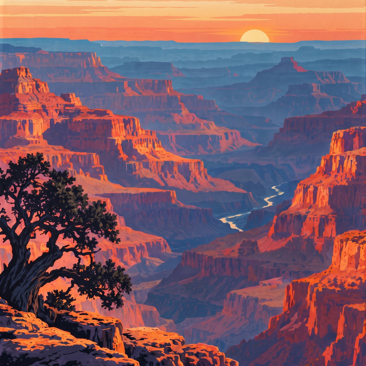 Grand Canyon Sunset — close-up of the canvas weave and print detail